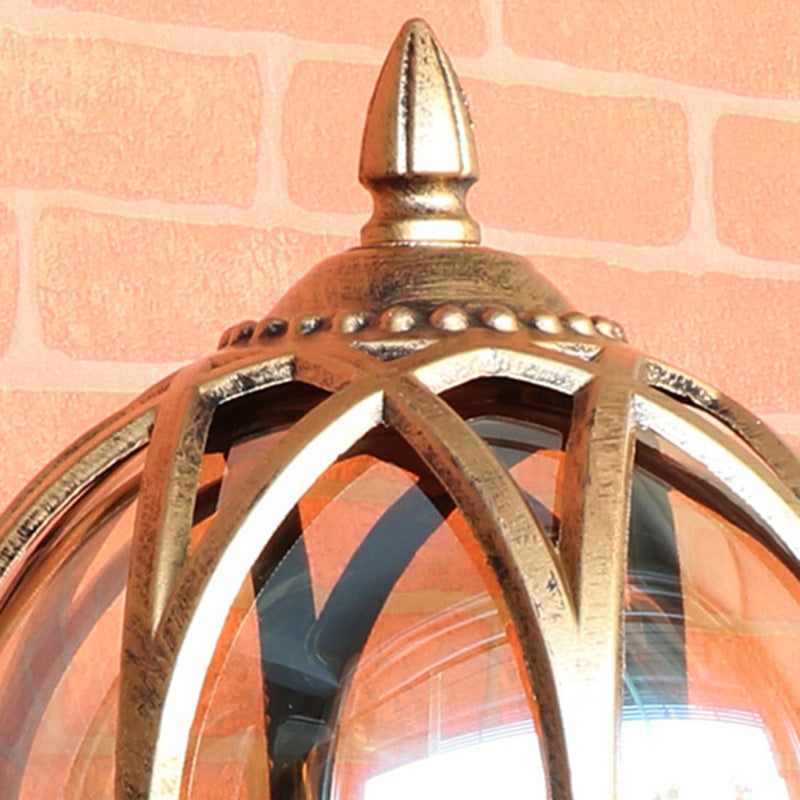 Traditional European Waterproof Ball-Shaped Aluminium & Glass 1-Light Wall Sconce for Outdoor Patio