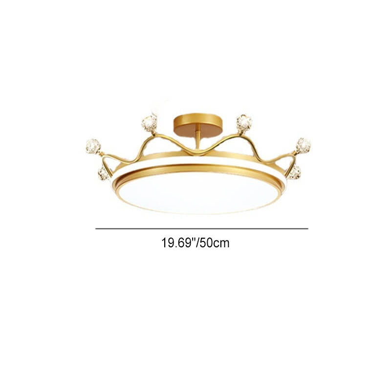 Modern Kids Crown LED Ceiling Light - Iron & Acrylic, Semi-Flush Mount For Bedroom