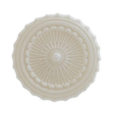 French Vintage White Jade Glass Striped Round Drum LED Semi-Flush Ceiling Light