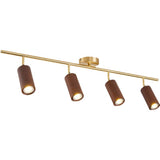 Nordic Minimalist Walnut Wood LED Track Spotlight — Linear Ceiling Light (1–4 Lights), Semi-Flush Mount