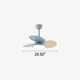 Simple Colorful Round Leaf Ceiling Fan for Kids with Light and Downrod
