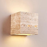 Yellow Travertine LED Wall Sconce – Modern Minimalist, Square-Rectangular Design for Outdoor Patio