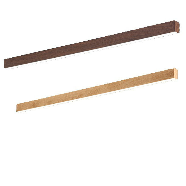 Sleek Modern Minimalist Wood-Grain Aluminum LED Flush-Mount Ceiling Light