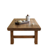 Traditional Japanese Rectangular Solid Wood Coffee Table with Four Sturdy Legs for the Living Room