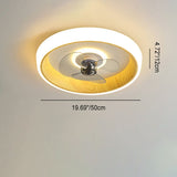 Nordic Minimalist Round LED Flush-Mount Ceiling Fan Light with Wood-Grain Acrylic Finish