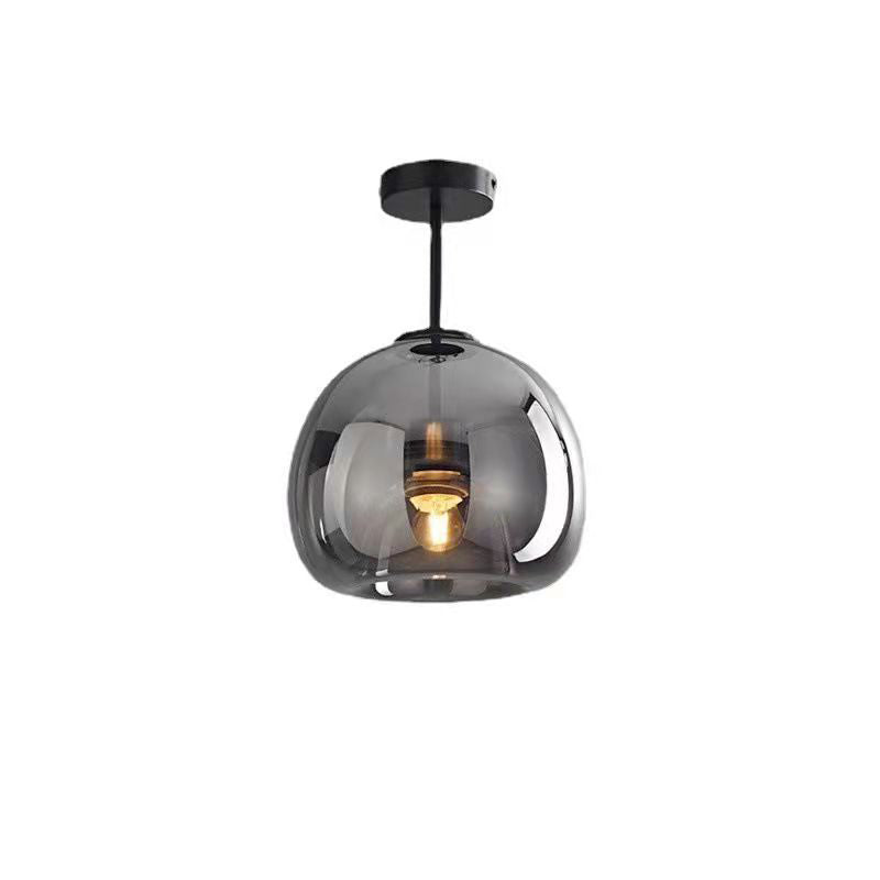 Elegant Nordic Luxury Round Glass Ball 1-Light Semi-Flush Mount Ceiling Light