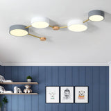 Scandinavian Minimalist Solid Wood & Iron LED Flush-Mount Light