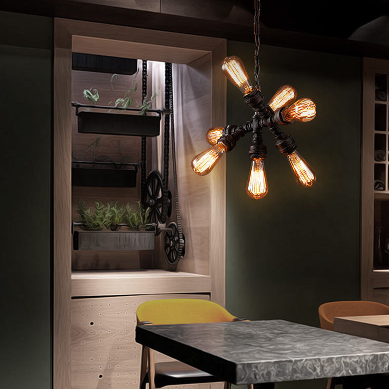 7-Light Industrial Iron Water Pipe Chandelier