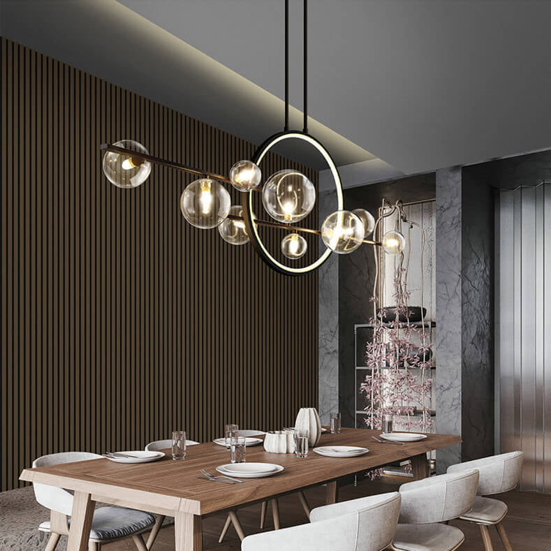Modern Glass Long Bubble Magic Bean Island Light Chandelier — Sleek Statement Pendant Lighting