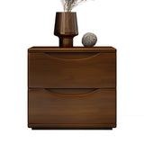 Traditional Japanese-Style Rectangular Nightstand with Rubber Wood & Metal – 2/3-Drawer Bedside Table