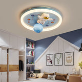 Whimsical Cartoon Space Astronaut Resin LED Flush Mount Ceiling Light