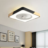 Nordic Macaron Square Wood LED Flush-Mount Ceiling Fan Light - Modern Minimalist Design