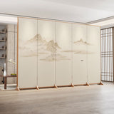 Traditional Chinese-Style Rectangular Fir Wood Room Divider - Solid Wood, Plywood, and Cotton Canvas for Living Room