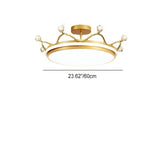 Modern Kids Crown LED Ceiling Light - Iron & Acrylic, Semi-Flush Mount For Bedroom