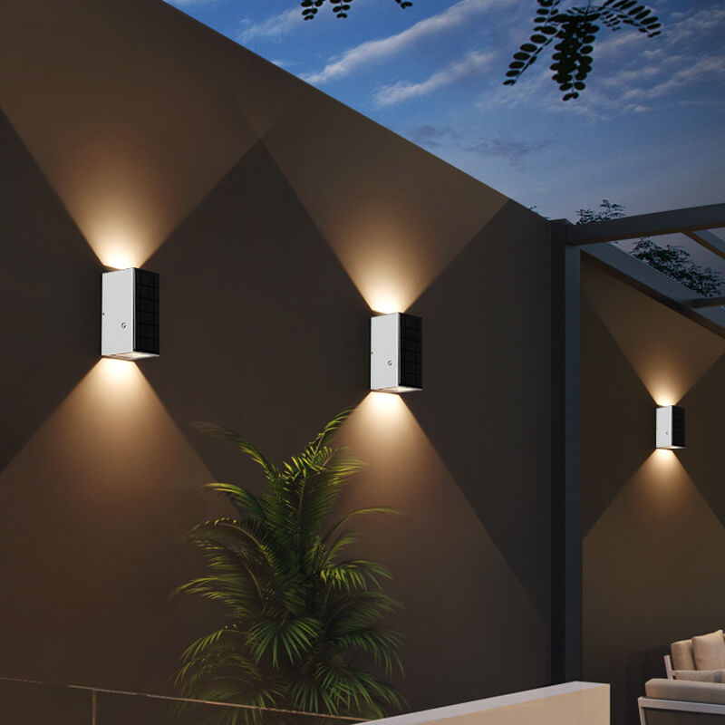 Sleek Black Rectangular Solar LED Outdoor Wall Light — Die-Cast Aluminum