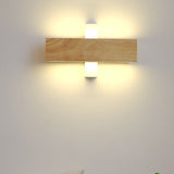 Japanese Minimalist Log-Style Rectangular LED Wall Sconce Lamp with Rotatable Flat Panel