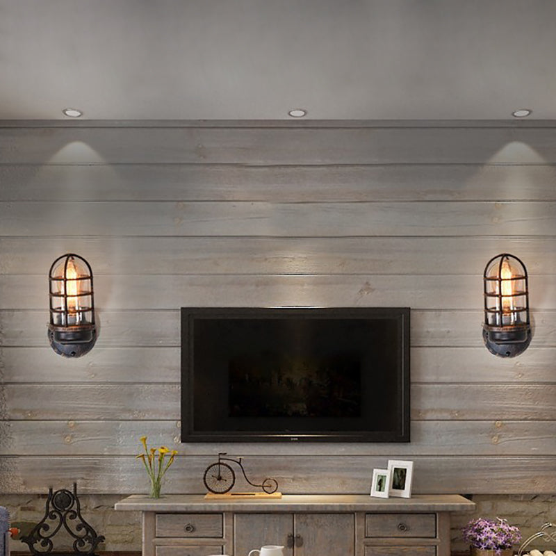 Sleek Contemporary Industrial Aluminum Round Cage 1-Light Waterproof Wall Sconce for Entryway