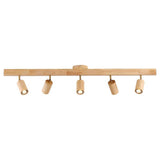 Japanese Minimalist Wooden LED Track Lighting, 2/3/4/5-Light, Semi-Flush Mount Ceiling Light
