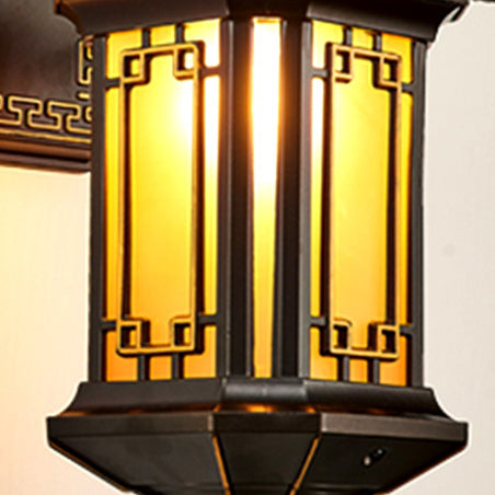 Traditional Chinese-Style Waterproof Aluminum Glass Cylinder Wall Sconce Lamp – 1/2 Light Outdoor Patio