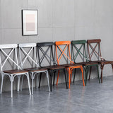 Contemporary Industrial PU Leather, Wood & Iron Dining Chair & Table Set with Square X-Back for Dining Room