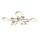 Contemporary Scandinavian LED Ceiling Light with Round Molecule Branch Design, Semi-Flush Mount for Living Room