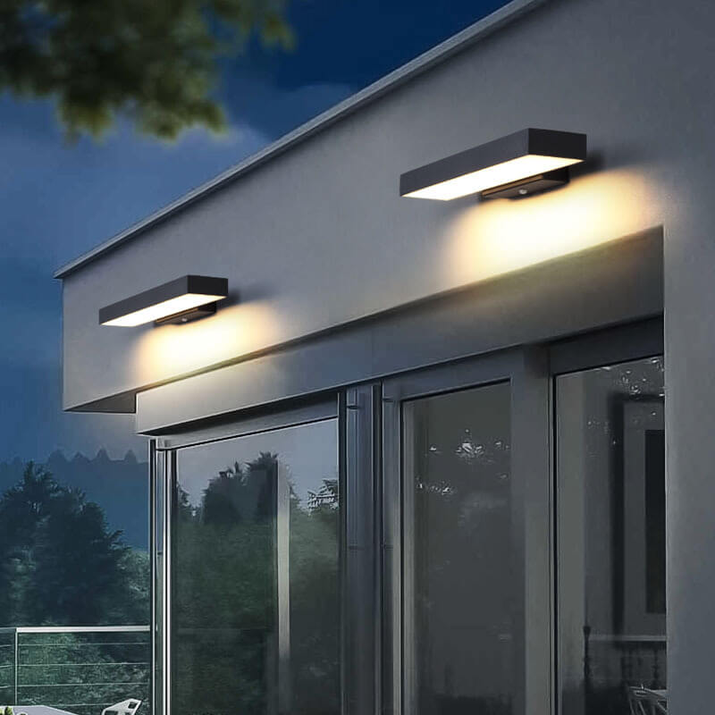 Sleek Modern Minimalist Rectangular Flat LED Sensor Wall Sconce Lamp – Outdoor Waterproof Exterior Lighting