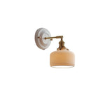 Vintage Japanese Ceramic & Brass 1-Light Wall Sconce Lamp