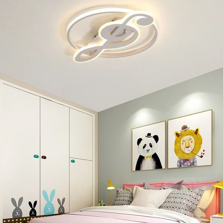 Nordic-Inspired LED Flush Mount Ceiling Light with Creative Music Notes Design