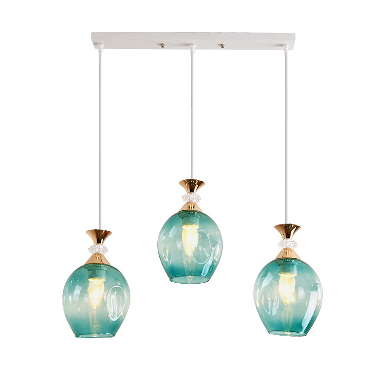 Nordic Gradient Glass Orb Chandelier - 3-Light Modern Pendant