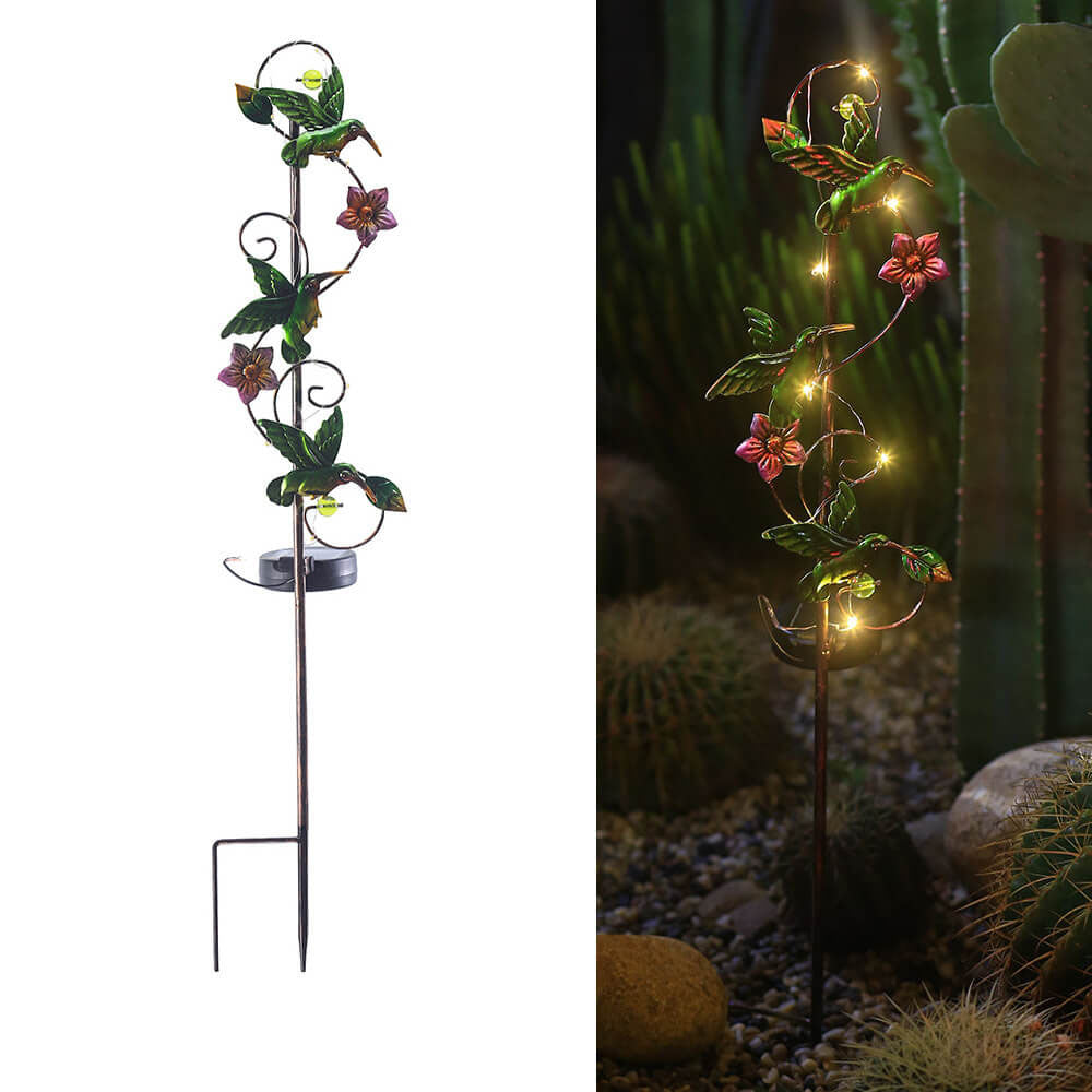Solar Iron Garden Lights Set – Hummingbird, Butterfly & Dragonfly Lawn & Landscape Accent