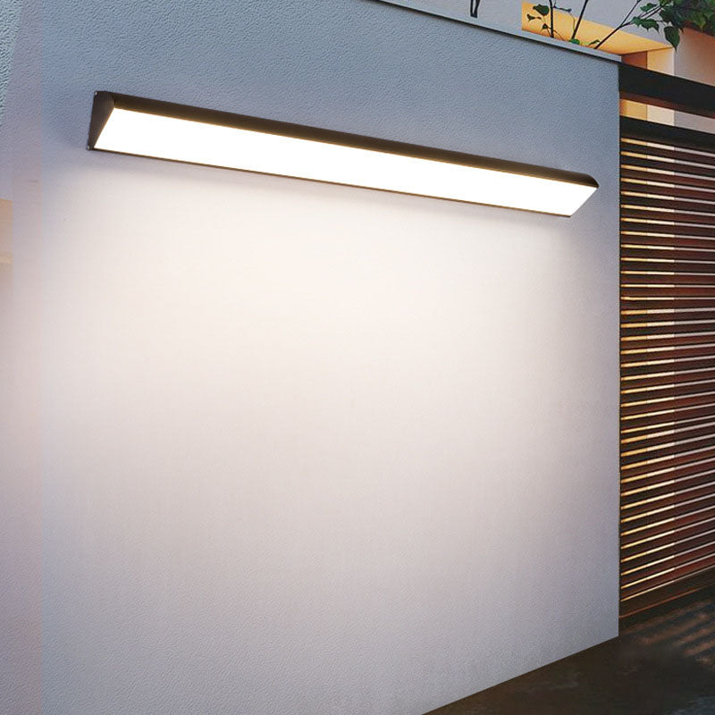 Modern Industrial Waterproof LED Wall Sconce with Rectangular Aluminum Frame and Acrylic Panel for Outdoor Patio