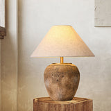 Modern Shabby Chic Cone Fabric Ceramic Jar Table Lamp – 1-Light, Perfect for the Bedroom