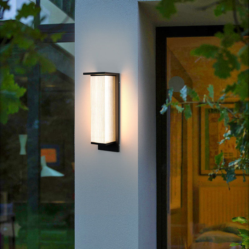 Modern Minimalist Solar LED Outdoor Wall Sconce – Rectangular Stainless Steel & Acrylic, Waterproof Patio Lighting