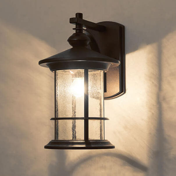 Industrial Vintage Bubble Glass Column Wall Sconce – 1-Light Outdoor Waterproof Lamp