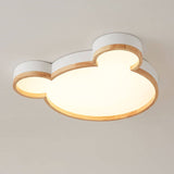 Nordic Wood Bear-Shaped LED Flush Mount Ceiling Light for Kids