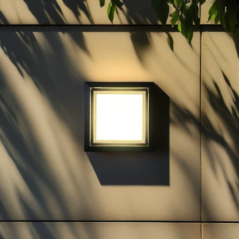 Modern Minimalist Waterproof Square LED Outdoor Wall Sconce Lamp - Aluminum & Acrylic, Garden