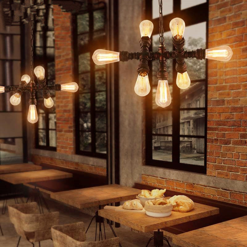7-Light Industrial Iron Water Pipe Chandelier