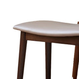 Sleek Modern Minimalist Rectangular Vanity Stool in Soft PU Leather with Wood Base – Ideal Bedroom Accent