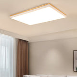 Nordic Solid Wood LED Flush-Mount Ceiling Light — Minimalist Square/Rectangular Design