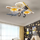 Adorable Cartoon Airplane LED Kids Ceiling Light - Iron & Acrylic, Semi-Flush Mount