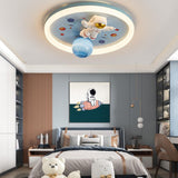 Whimsical Cartoon Space Astronaut Resin LED Flush Mount Ceiling Light