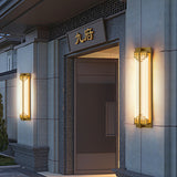 Traditional Chinese-Style Waterproof LED Outdoor Wall Sconce Lamp – Rectangular Stainless Steel Glass for Patio