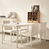 Modern Minimalist Rectangular Rock-Slab Aluminum Alloy Dining Table & Chair Set for 4