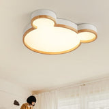 Nordic Wood Bear-Shaped LED Flush Mount Ceiling Light for Kids