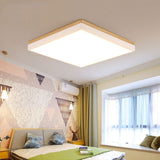 Nordic Solid Wood LED Flush-Mount Ceiling Light — Minimalist Square/Rectangular Design