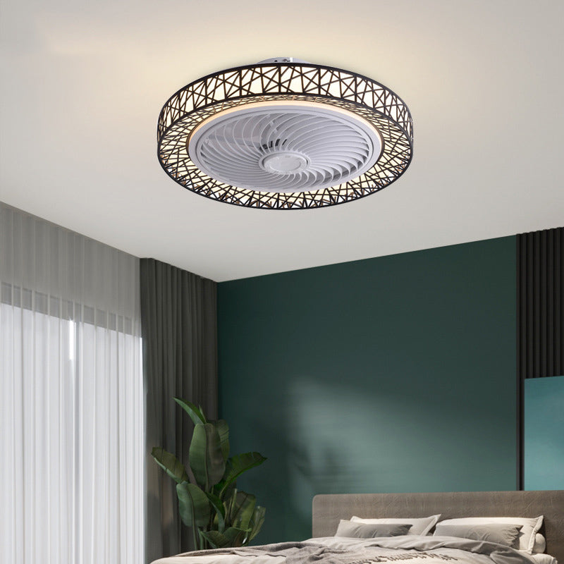 Luxurious Modern Round Lace LED Flush-Mount Ceiling Fan Light