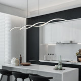 Nordic Minimalist Long-Strip Wave LED Island Light Chandelier – Sleek Modern Pendant Lighting