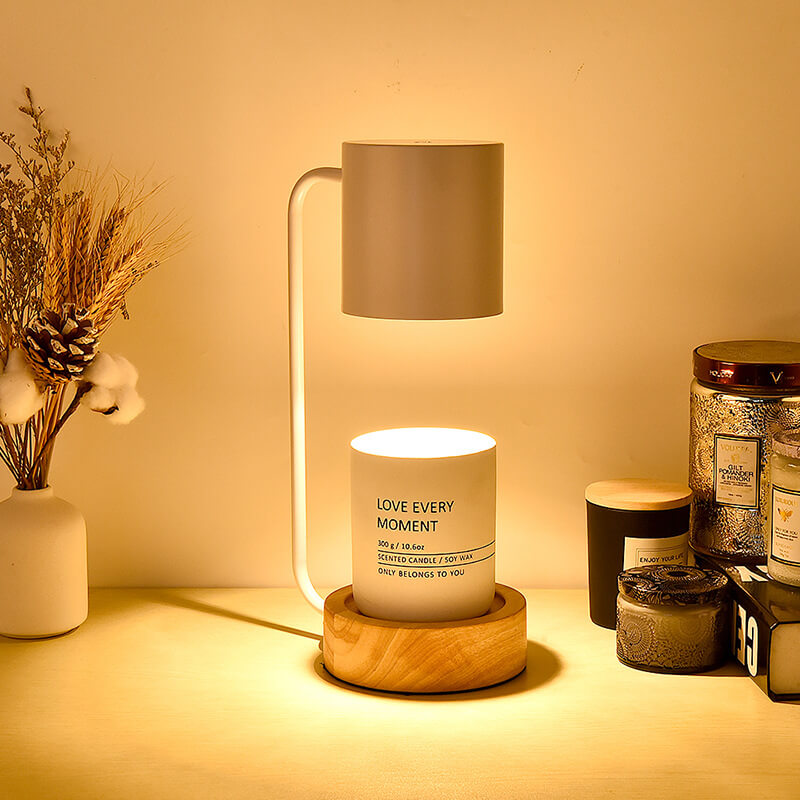 Japanese Minimalist Wooden Table Lamp with Dimmable Light, Timer, and Melting-Wax Glow (1-Light)