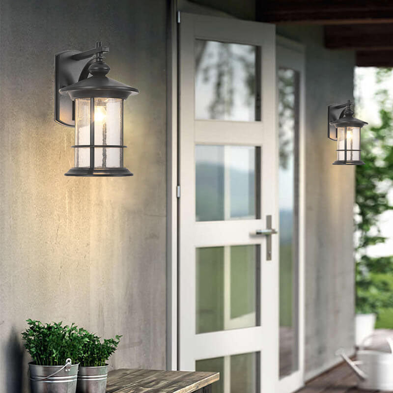 Industrial Vintage Bubble Glass Column Wall Sconce – 1-Light Outdoor Waterproof Lamp