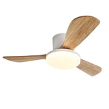 Contemporary Scandinavian Copper Wood Acrylic LED Ceiling Fan with Light – Semi-Flush Mount for Living Room